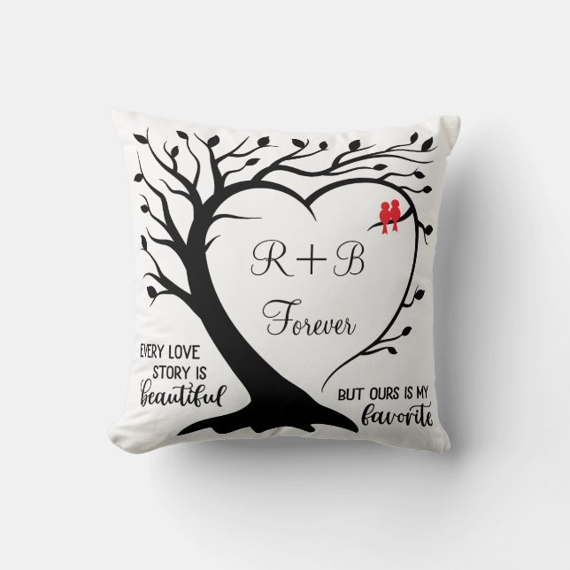 Personalised Love Story Tree  Cushion (Front)