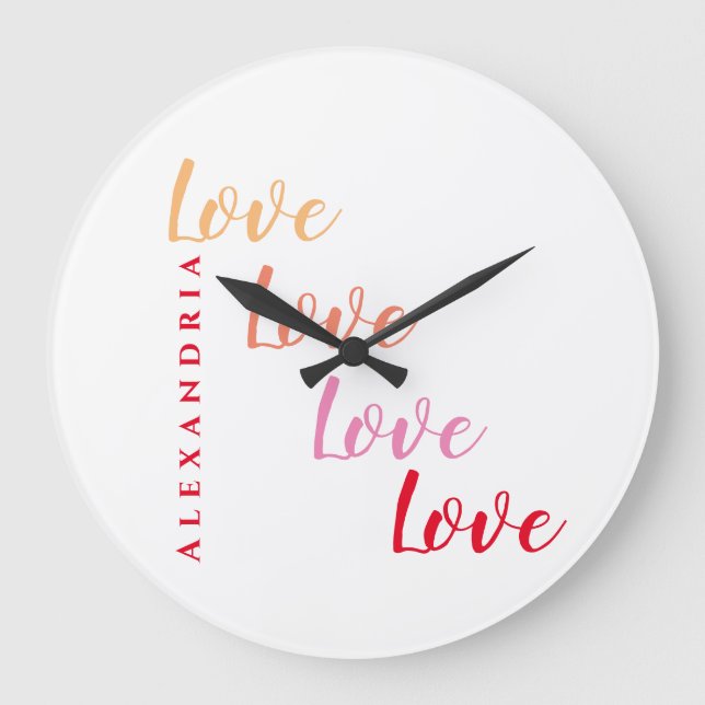 Personalised Love Typography Large Clock (Front)