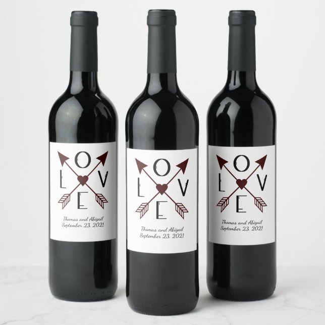 Personalised Love with Arrows Wedding Anniversary Wine Label (Bottles)
