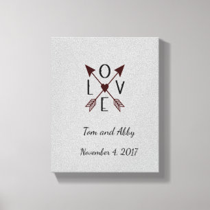 Personalised Love with Arrows  Wedding Canvas Print