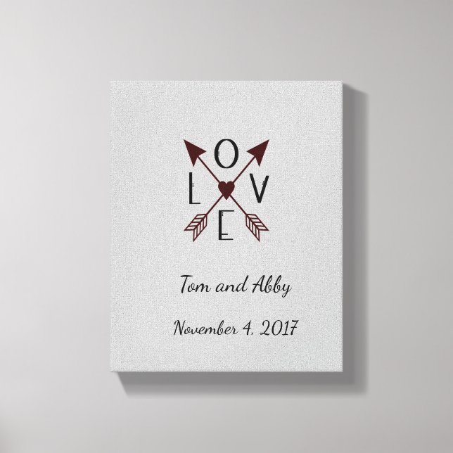 Personalised Love with Arrows  Wedding Canvas Print (Front)