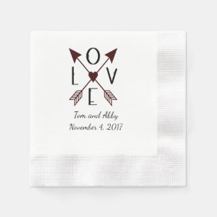 Personalised Love with Arrows Wedding Napkins