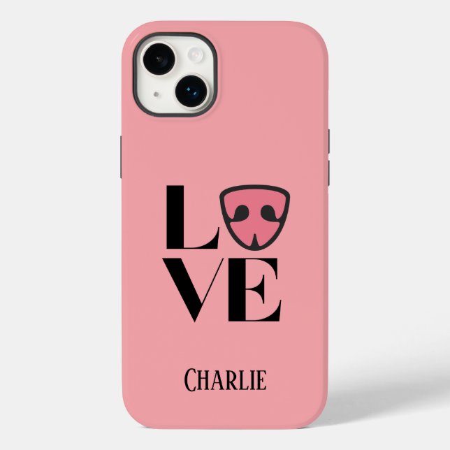Personalised Love with cute Dog’s nose, pink Case-Mate iPhone Case (Back)