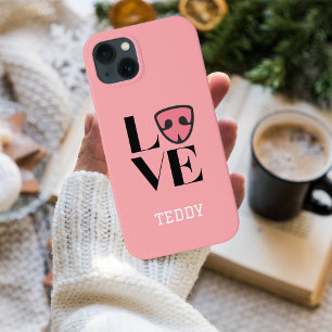 Personalised Love with cute Dog’s nose, pink iPhone 13 Case
