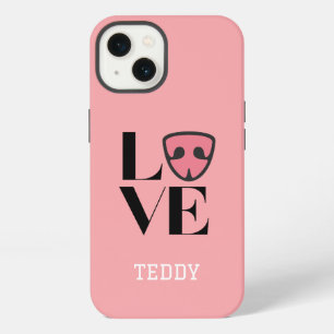 Personalised Love with cute Dog’s nose, pink iPhone 13 Case