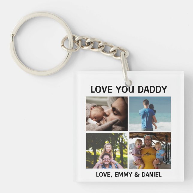 Personalised Love You Daddy Photo  Key Ring (Front)