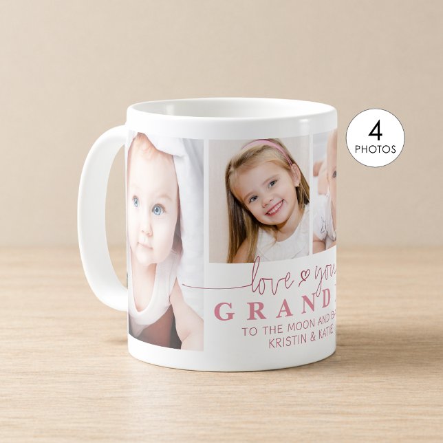 Personalised LOVE YOU GRANDMA 4 Photo Script Coffee Mug (Creator Uploaded)