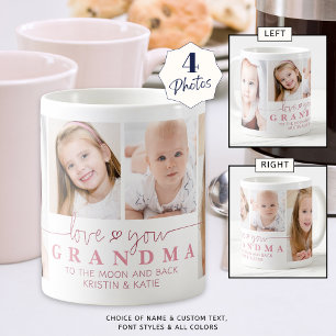Personalised LOVE YOU GRANDMA 4 Photo Script Coffee Mug