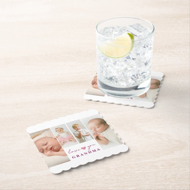 Personalised 'Love You Grandma' Paper Coaster (Insitu)