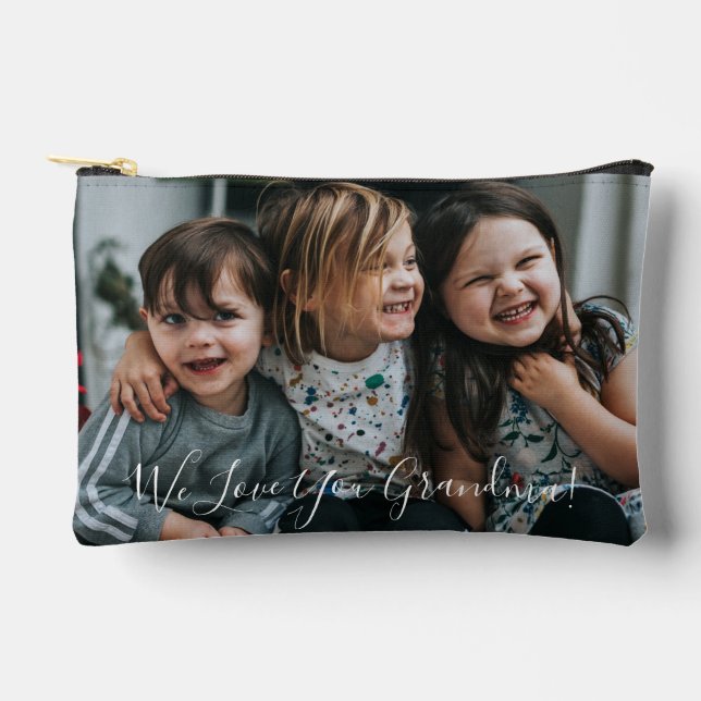 Personalised Love You Grandma Photo Handwritten  Accessory Pouch (Front)