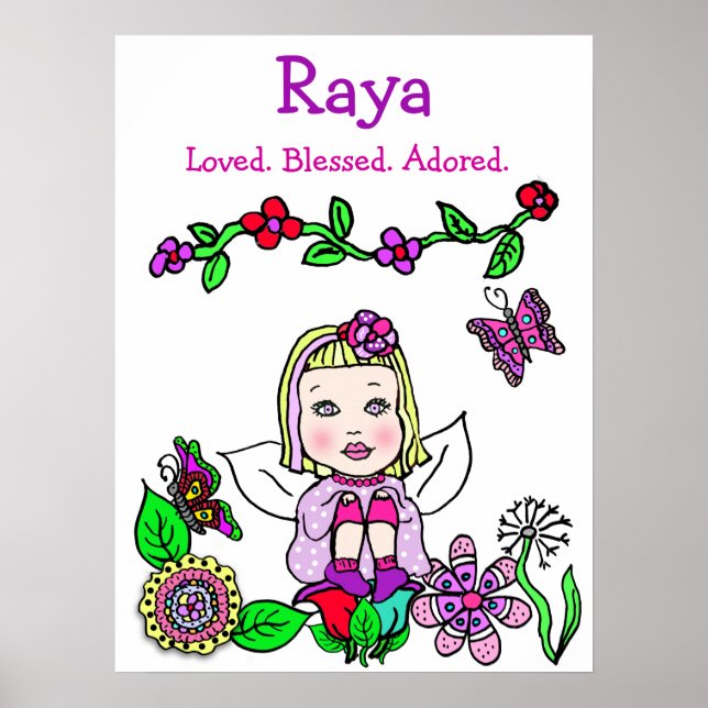 Personalised Loved, Blessed and Adored Fairy Poster (Front)
