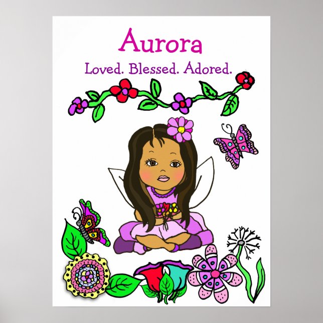 Personalised Loved, Blessed and Adored Fairy Poster (Front)
