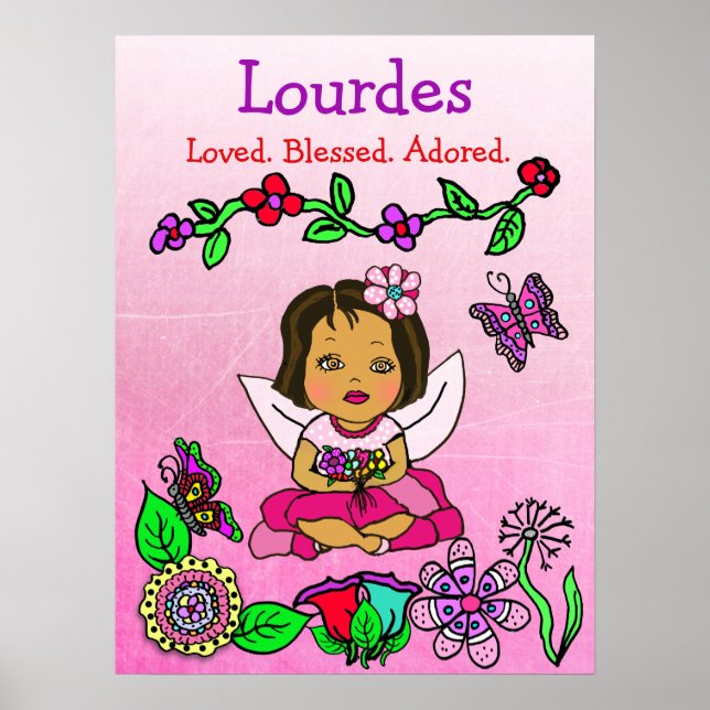 Personalised Loved, Blessed and Adored Fairy Poster (Front)