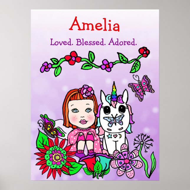 Personalised Loved, Blessed and Adored Fairy Poster (Front)