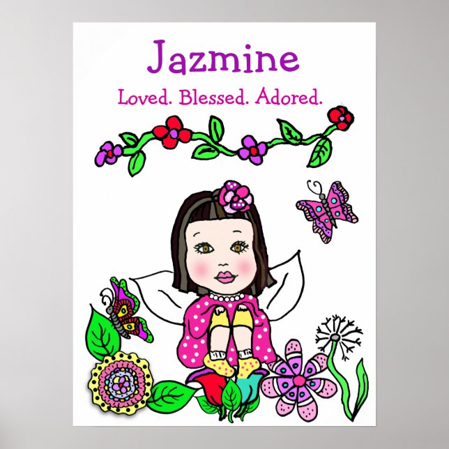 Personalised Loved, Blessed and Adored Fairy Poster (Front)