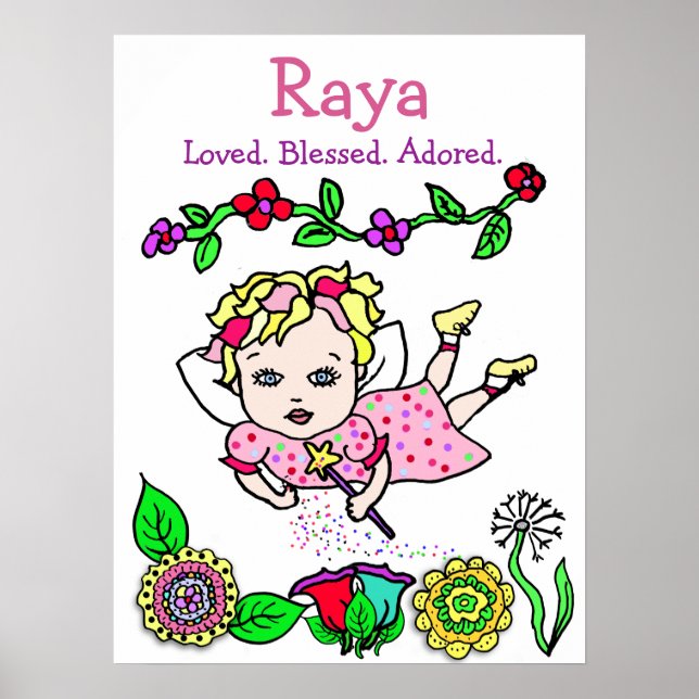 Personalised Loved, Blessed and Adored Fairy Poster (Front)