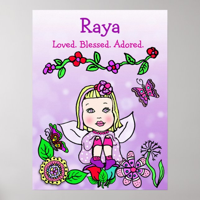 Personalised Loved, Blessed and Adored Fairy Poster (Front)