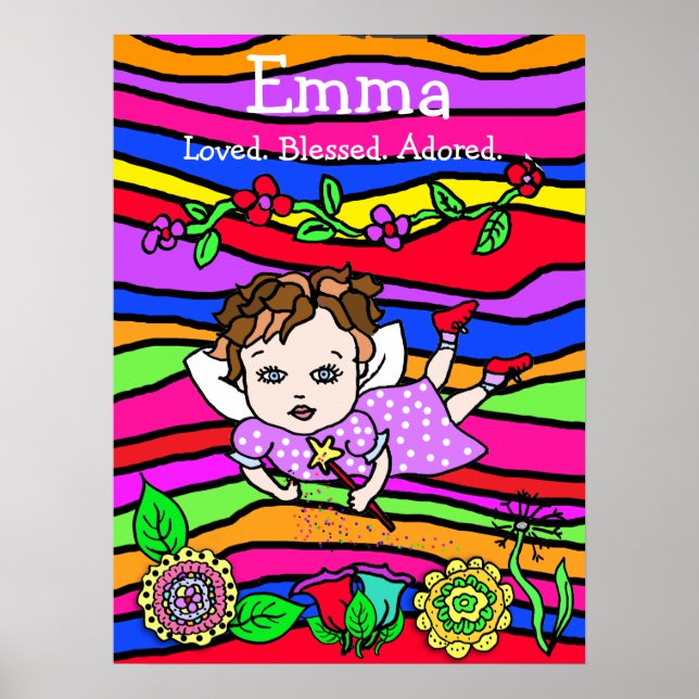 Personalised Loved, Blessed and Adored Fairy Poster (Front)