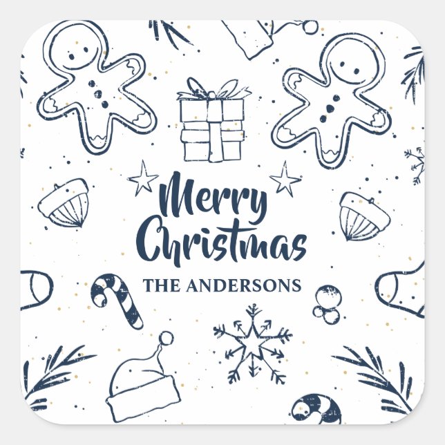 Personalised Lovely Christmas Sketch Sticker Seal (Front)