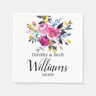 Personalised Lovely Roses Floral Boho Wedding Napkin