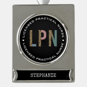 Personalised LPN Licensed Practical Nurse Silver Plated Banner Ornament