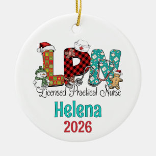 Personalised LPN Ornament, LPN Name Ornament, Ceramic Tree Decoration