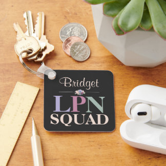 Personalised LPN Squad Floral Name Key Ring