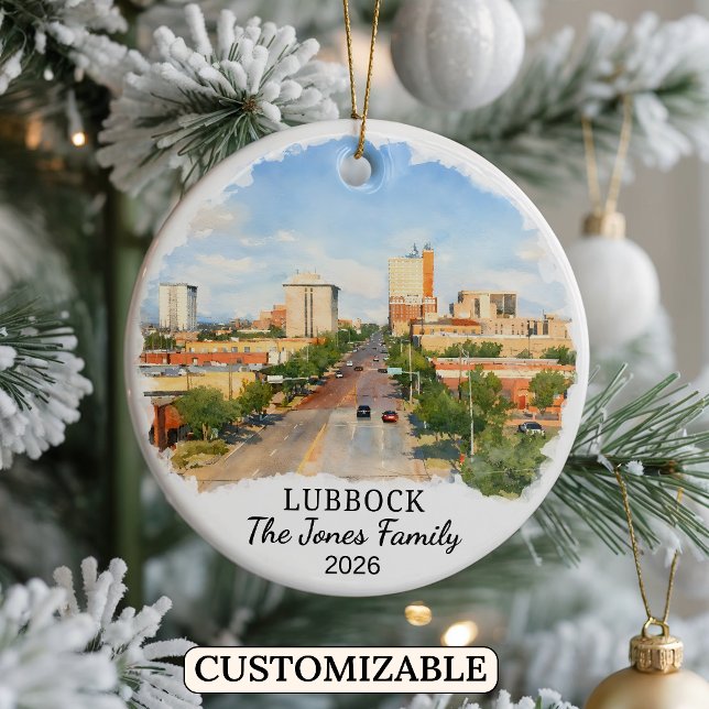 Personalised Lubbock Ornament, Custom Texas Ceramic Tree Decoration (Creator Uploaded)
