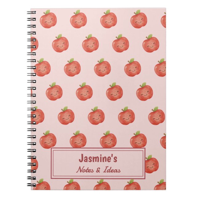 Personalised Lucky Apple Cute Watercolor Notebook (Front)