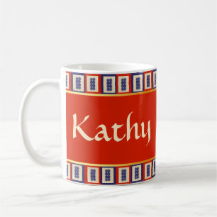 Personalised Lucky Blue Eight Wheel Mahjong Tile  Coffee Mug