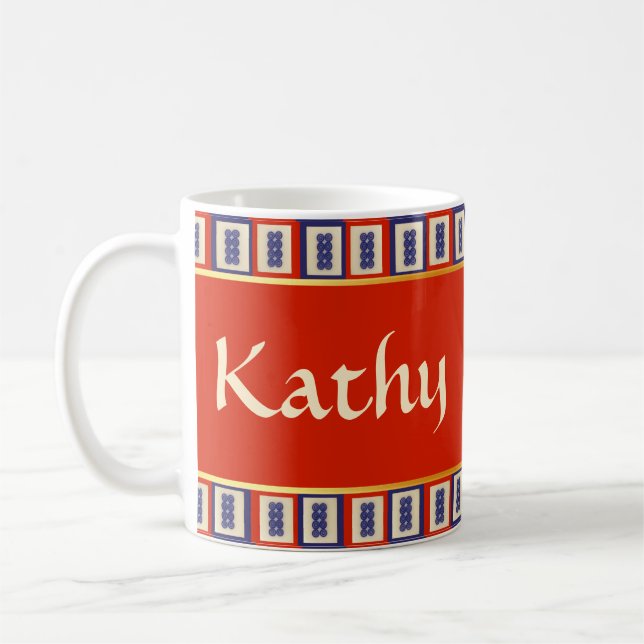 Personalised Lucky Blue Eight Wheel Mahjong Tile  Coffee Mug (Left)