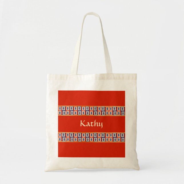 Personalised Lucky Blue Eight Wheel Mahjong Tile Tote Bag (Front)
