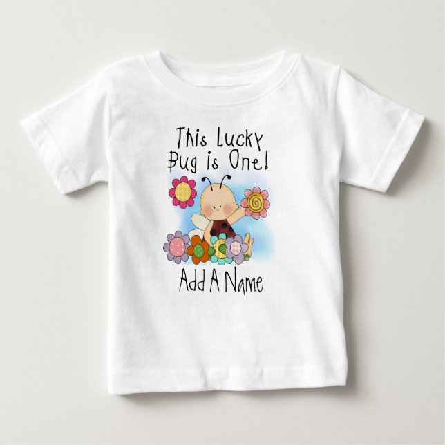 Personalised Lucky Bug First Birthday Tshirt (Front)