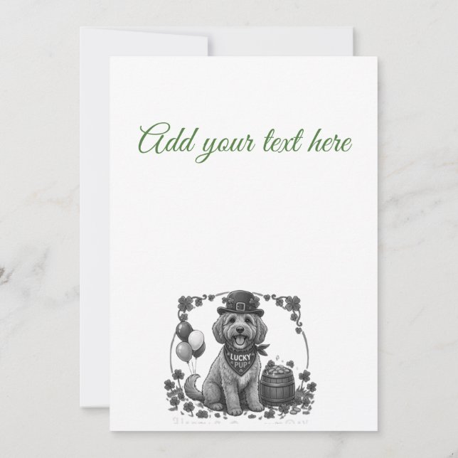 Personalised Lucky Cockapoo St. Patrick's Day Invitation (Back)