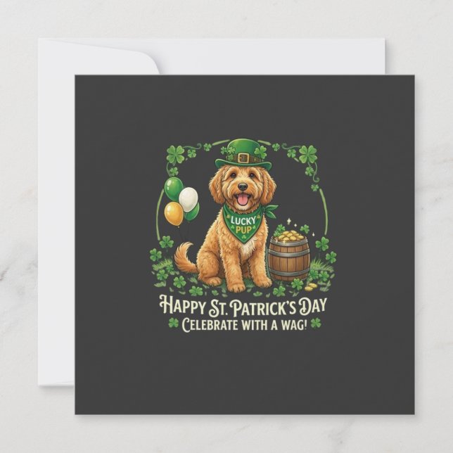 Personalised Lucky Cockapoo St. Patrick's Day Thank You Card (Front)