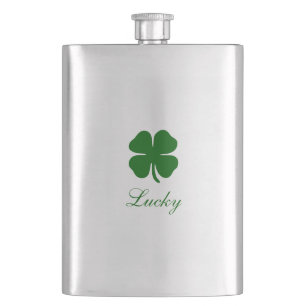 Personalised Lucky Green Clover Hip Flask