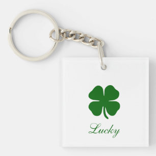 Personalised Lucky Green Clover Key Ring