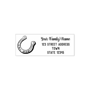Personalised Lucky Horseshoe Return Address Self-inking Stamp