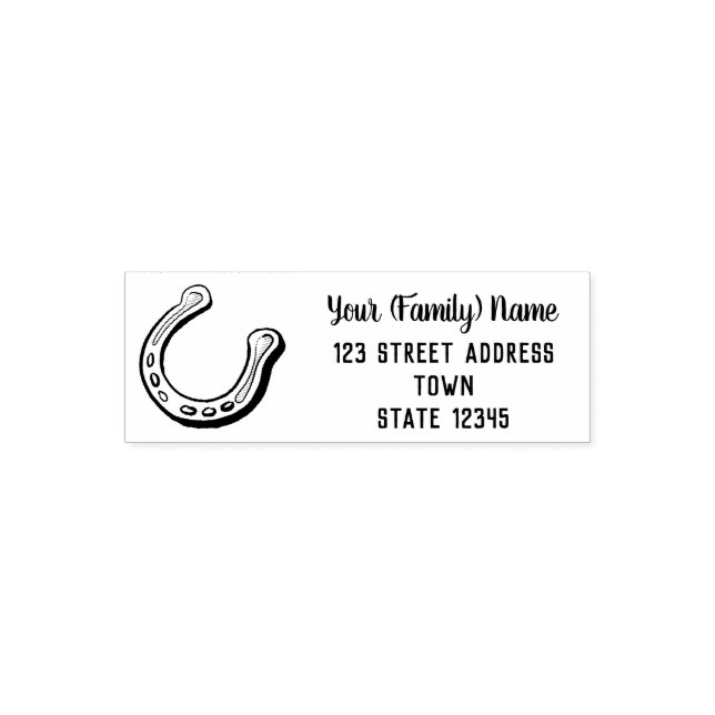Personalised Lucky Horseshoe Return Address Self-inking Stamp (Design)