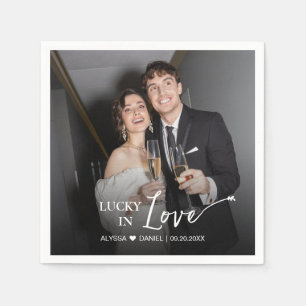 Personalised Lucky in Love wedding favour Napkin