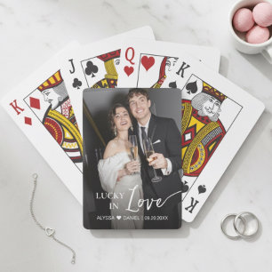 Personalised "Lucky in Love" wedding favour playin Playing Cards
