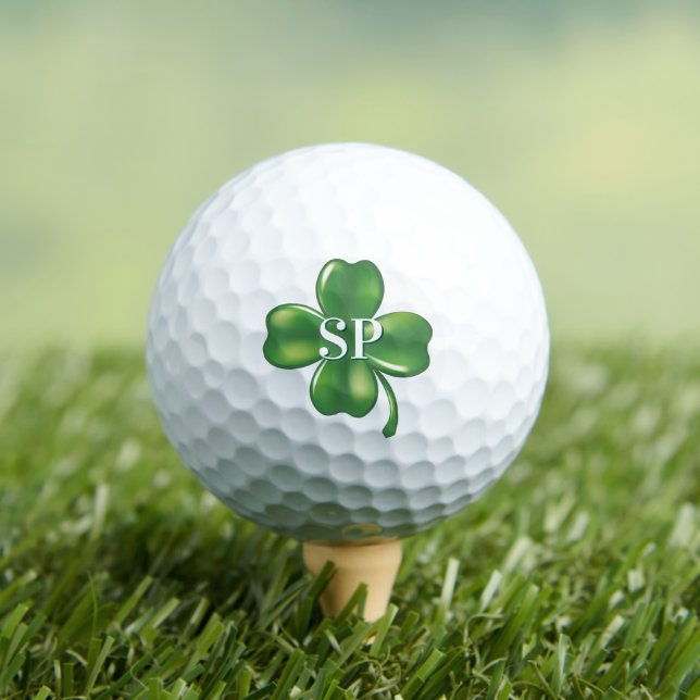 Personalised Lucky Shamrock 4 Leaf Clover Golf Balls (Insitu Tee)