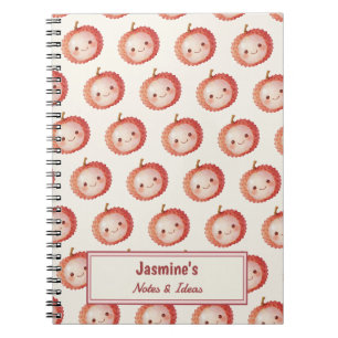 Personalised Lucky You Lychee pattern Watercolor Notebook