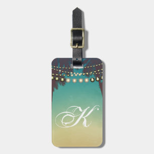 Personalised Luggage Tag Beach Sunset Palm Trees S