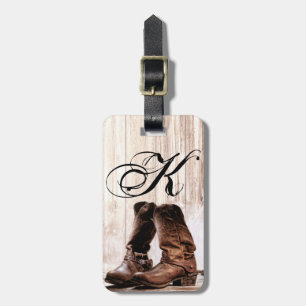 Personalised Luggage Tag Boots Country Rustic West