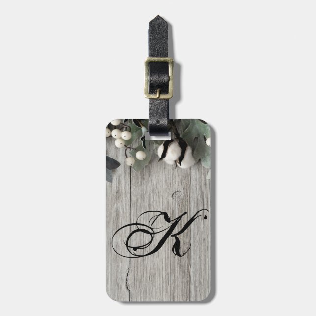 Personalised Luggage Tag cotton plant berries barn (Front Vertical)