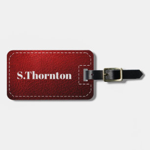Personalised Luggage Tag - Faux Red Leather