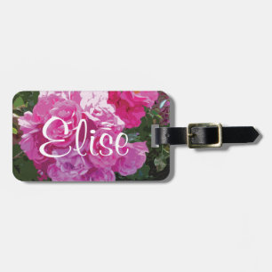 Personalised luggage tag Pink floral artwork