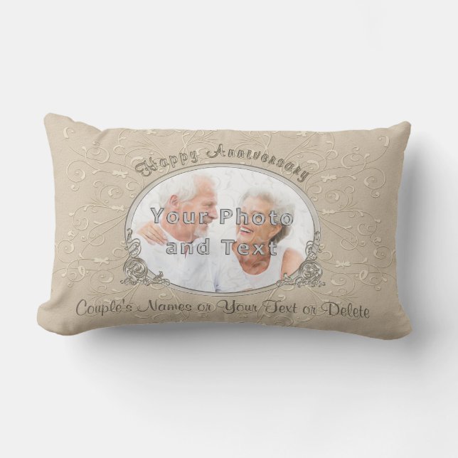 Personalised Lumbar Pillow Photo Anniversary Gifts (Front)
