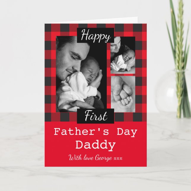 Personalised Lumberjack red first fathers day  Card (Front)